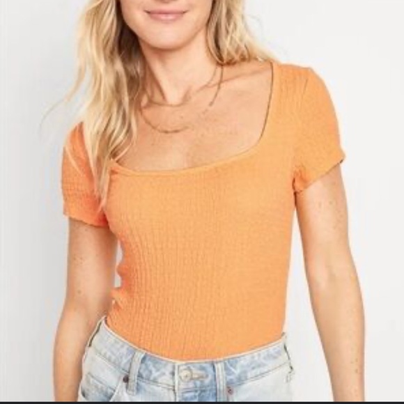 Old Navy Tops - Old Navy Orange Square Neck Textured Top NWT